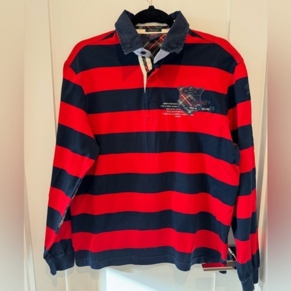 Vintage Paul & Shark Rugby Long Sleeve Polo Shirt large L colorblock y2k